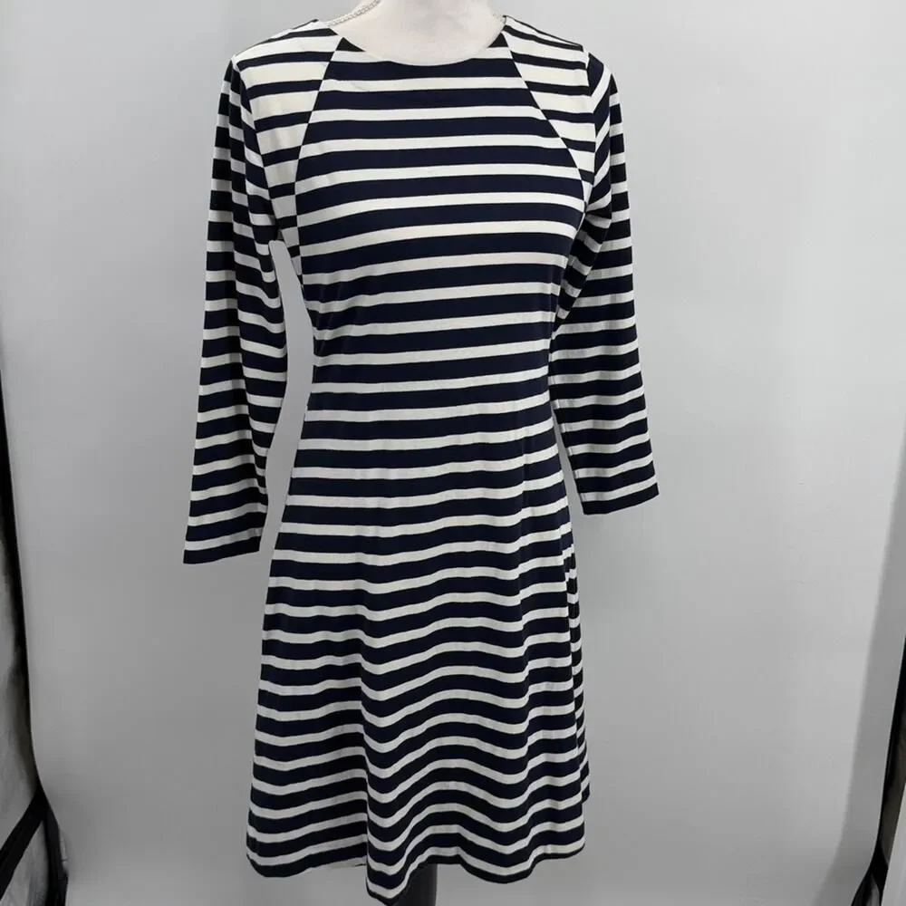 NWT J. Crew Navy and White Striped Long Sleeve Dress Small New with Tag Video